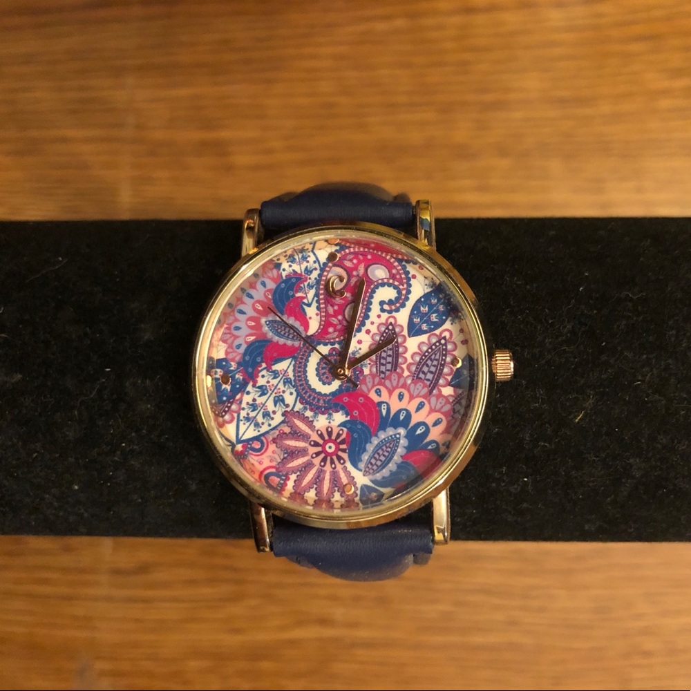 Blue and Pink Paisley Watch